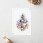 Carte De Correspondance Clé de sol avec roses roses (Devant/Arrière en situation)
