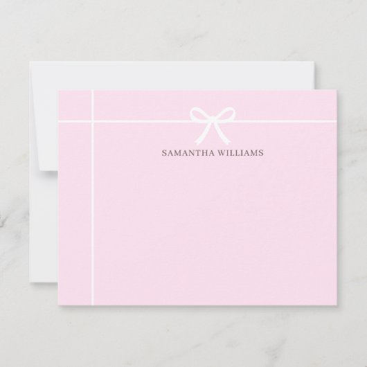 Carte De Correspondance Clou blanc rose vif Bow classique élégant simple (Devant)