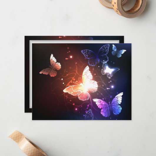 Carte De Correspondance Clowing Night Butterflies (Devant/Arrière en situation)