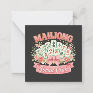 Carte De Correspondance Club Social de Mahjong Ruban Floral Rose