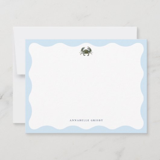 Carte De Correspondance Coastal Blue Crab Personalized Stationery (Devant)