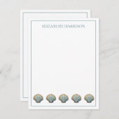 Carte De Correspondance Coastal Blue Scallop Seashells Personnalisé (Devant / Derrière)
