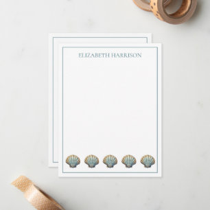Carte De Correspondance Coastal Blue Scallop Seashells Personnalisé