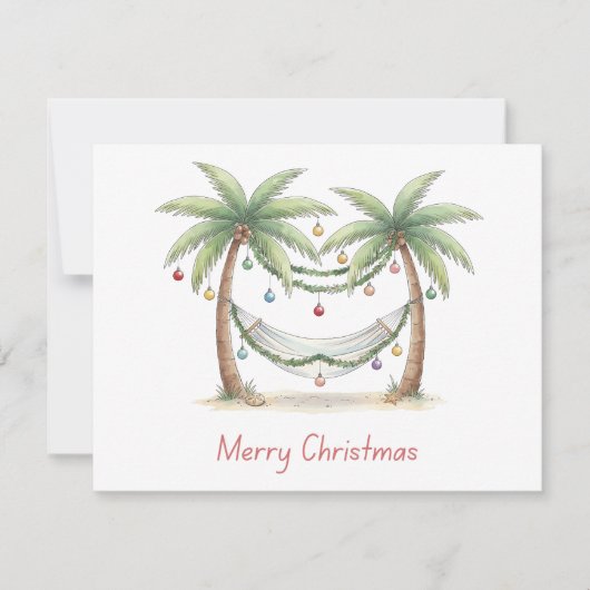 Carte De Correspondance Coastal Christmas Palm Trees With Hammock (Devant)