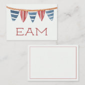 Carte De Correspondance Coastal Nautical Beach Flags Monogram (Devant / Derrière)