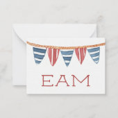 Carte De Correspondance Coastal Nautical Beach Flags Monogram (Devant)