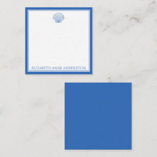 Carte De Correspondance Coastal Preppy Bleu et Blanc Coquille personnalisé