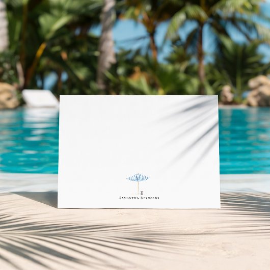 Carte De Correspondance Coastal Umbrella Dog Minimal Monogram