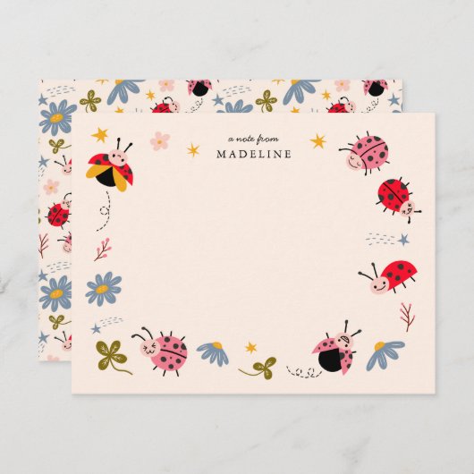 Carte De Correspondance Coccinelles Mignonnes Enfants (Devant / Derrière)