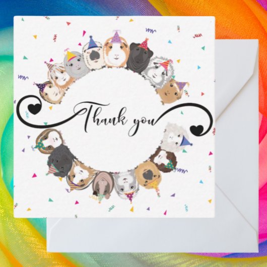 Carte De Correspondance Cochon d'Inde Anniversaire Merci Modifiable