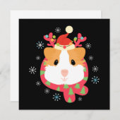 Carte De Correspondance Cochon d'Inde Renne de Noël (Devant / Derrière)