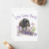 Carte De Correspondance Cocker Spaniel Chien Maman Floral (Devant/Arrière en situation)