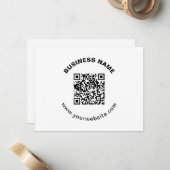 Carte De Correspondance Code QR avec nom d'entreprise Texte circulaire gra (Devant/Arrière en situation)