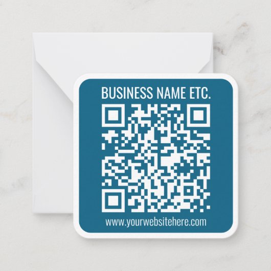 Carte De Correspondance Code QR bleu océan modifiable (Devant)