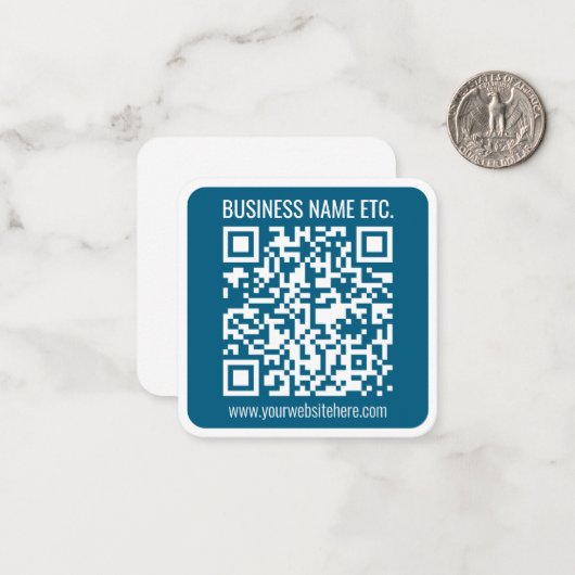 Carte De Correspondance Code QR bleu océan modifiable (Devant/Arrière en situation)