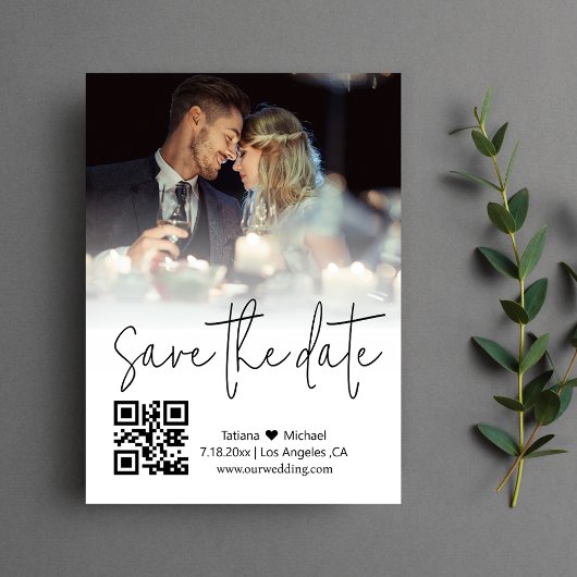 Carte De Correspondance code qr calligraphie couple photo enregistrer la d