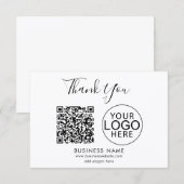 Carte De Correspondance Code QR de logo d'entreprise simple Merci (Devant / Derrière)