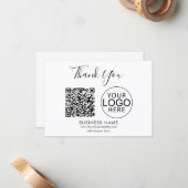 Carte De Correspondance Code QR de logo d'entreprise simple Merci (Devant/Arrière en situation)