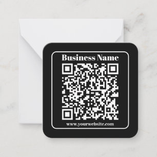 Carte De Correspondance Code QR modifiable noir et blanc style moderne rét
