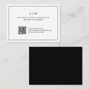 Carte De Correspondance Code QR noir et blanc simple Mariage budgétaire RS