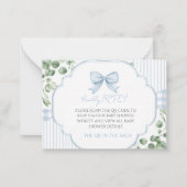 Carte De Correspondance Code QR RSVP Ruban Bleu Gingham Végétal (Devant)