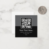 Carte De Correspondance Code QR scannable moderne | Noir Gris & Blanc (Devant/Arrière en situation)