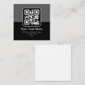 Carte De Correspondance Code QR scannable moderne | Noir Gris & Blanc (Devant / Derrière)