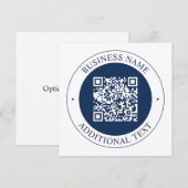 Carte De Correspondance Code QR & Texte personnalisables | Bleu marine fon (Devant / Derrière)