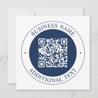 Carte De Correspondance Code QR & Texte personnalisables | Bleu marine fon