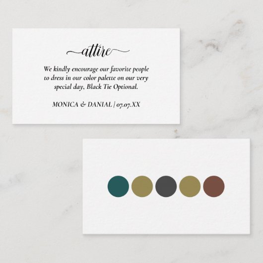 Carte De Correspondance Code vestimentaire du mariage (Devant / Derrière)