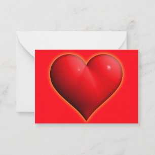 Carte De Correspondance Cœur 3D Rouge Lumineux