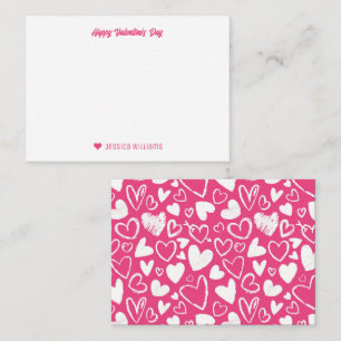 Carte De Correspondance Cœur à motif de craie rose pour la Saint-Valentin