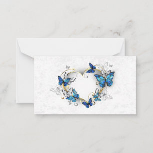 Carte De Correspondance Coeur bijoux avec papillons Morpho