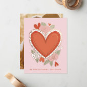 Carte De Correspondance Coeur classique Valentine (Devant/Arrière en situation)