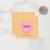 Carte De Correspondance Coeur de conversation orange XOXO Saint Valentin (Devant/Arrière en situation)