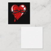 Carte De Correspondance Cœur de fil barbelé saignant (Devant / Derrière)