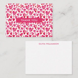 Carte De Correspondance Cœur de remerciement rose chaud