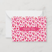 Carte De Correspondance Cœur de remerciement rose chaud (Devant)