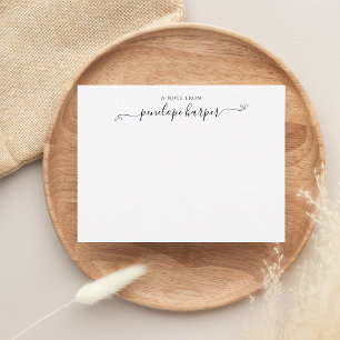 Carte De Correspondance Cœur de script girly Une note de nom