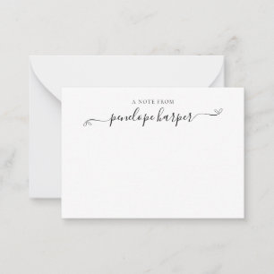 Carte De Correspondance Cœur de script girly une note de nom note