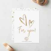 Carte De Correspondance Cœur d'or Joyeuse Saint-Valentin (Devant/Arrière en situation)