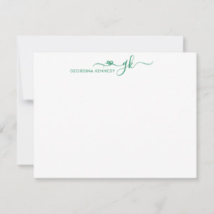 Carte De Correspondance Coeur élégant pour fille Script 2 Monogramme Forêt