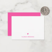 Carte De Correspondance Coeur et nom rose vif (Devant/Arrière en situation)