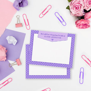 Carte De Correspondance Coeur Pois Violet Envoyé Avec Amour Et Hugs