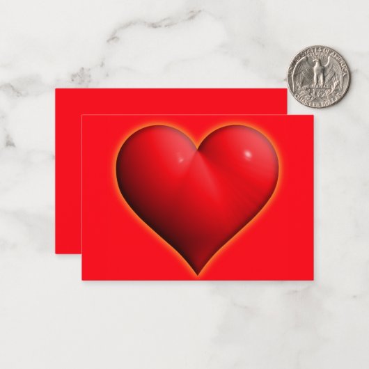 Carte De Correspondance Cœur Rouge Brillant 3-D (Devant/Arrière en situation)