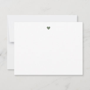 Carte De Correspondance Cœur vert sauge simple moderne personnalisé