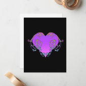 Carte De Correspondance Cœur Violet Élégant et Romantique avec Floraison (Devant/Arrière en situation)