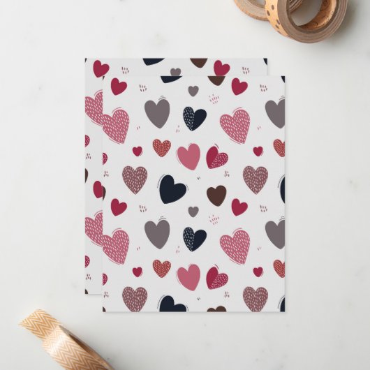 Carte De Correspondance Cœurs 3 (Devant/Arrière en situation)