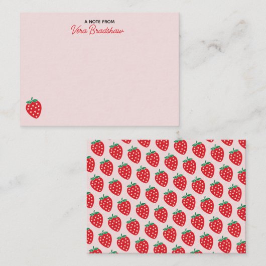 Carte De Correspondance Cœurs de Fraise Rose Coquette Personnalisé (Devant / Derrière)