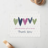 Carte De Correspondance Coeurs de Merci coeur Avocado Magenta (Devant/Arrière en situation)